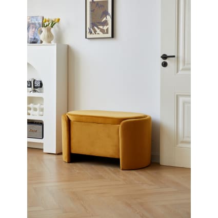 Banc De Rangement Pliable Aspect Peluche Kube - Gris - L 76 X P 37,5 X