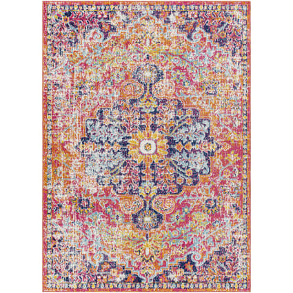 Lou - Tapis Vintage Oriental Orange/Bleu 160x220