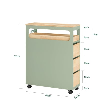 LOKO Armadietto Stretto Con 3 Cassetti, Carrello Portaoggetti Sottile In Plastica Con Ruote, 19 X 41,9 X 57,1 Cm, Per Bagno, Cucina, Ufficio, Bianco - 2