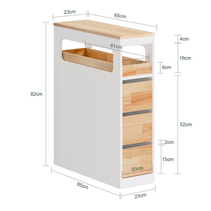 Mobiletto Stretto con Ruote, Carrello e Organizzatore Slim con 6 Cassetti per Spazi Piccoli, Cassettiera di Plastica per Soggiorno (42 x 19 x 109 cm) | Leroy Merlin