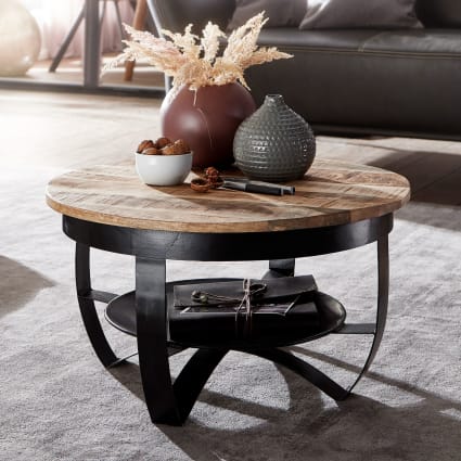 Couchtisch rund mit Stauraum aus Mango Massivholz, Braun | Maisons du Monde