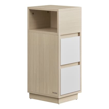 Table de chevet avec 2 tiroirs et compartiment ouvert beige | Maisons du Monde