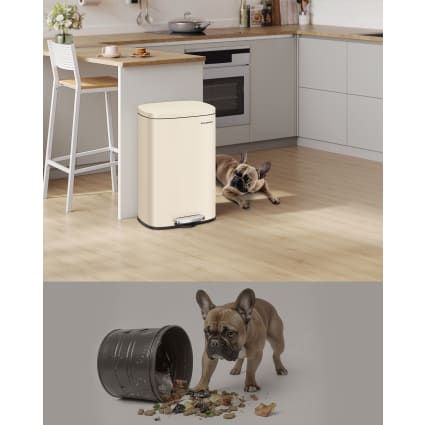 Poubelle De Cuisine Tri Sélectif HAJA Gris Acier Inoxydable 60L