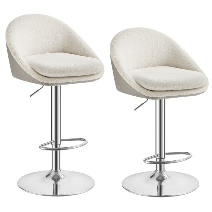 Tabouret de bar lot de 2 pivotant à 360° acier blanc crème