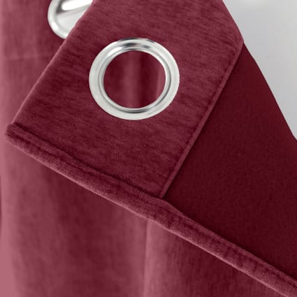 Rideau Occultant Velours 100% Polyester 140x250 Cm - Rouge Uni (Description Dit Bleu, Attention)