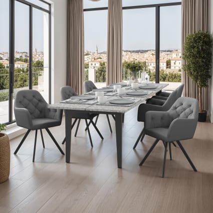 Set Di 2 Sedie Da Pranzo Girevoli In Materiale PU, Semplici E Moderne Grigie 84242910