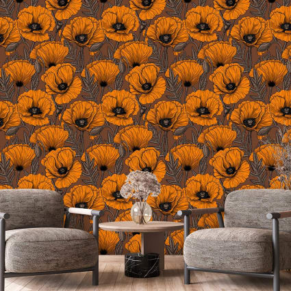Carta da parati papavero arancione 156x270cm Maisons du Monde