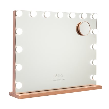 Miroir Maquillage Lumineux 15 LED Métal 58x46x12cm Or Rose | Maisons du Monde