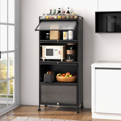 Étagère Métallique 5 Niveaux Réglable Fil Noir - Charge Max 227 Kg, Rangement Cuisine Bureau Garage 41x30x130 Cm