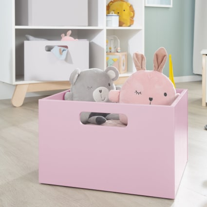 Mayniu Scatola Portagiochi Grande Con Coperchio - 83 Litri - Tessuto Non Tessuto E MDF - Rosa - Per Camera Da Letto E Sala Giochi