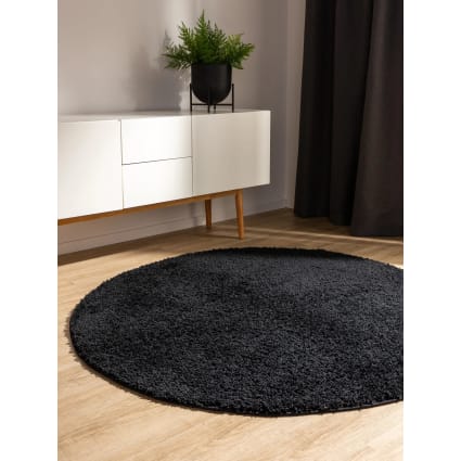 Tappeto Rotondo Da Biliardo - 80x80 Cm, Nero, Lavabile, Antiscivolo, Per Soggiorno O Camera Bambini