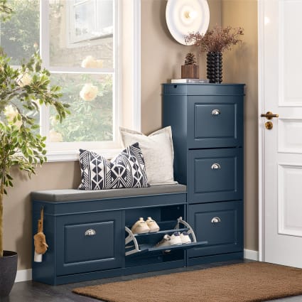 Schuhkipper Sitzbank mit Sitzkissen MDF(E1) Blau