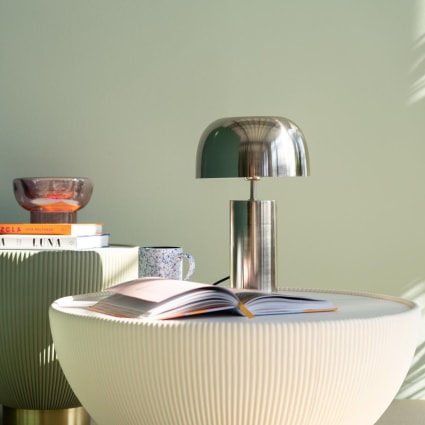 Lampe à Poser Design en Métal Champignon 43cm Cuivre