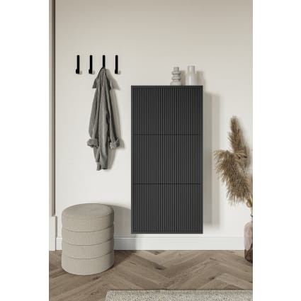 Wand-Schuhschrank mit 3 Klappen, Schwarz 50 cm Veldio