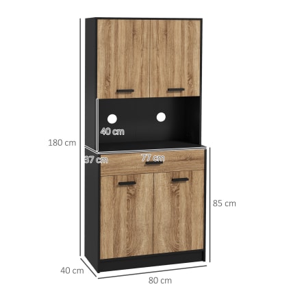Buffet Rangement HOMCOM 120x40x70 Cm - Noir Et Bois Clair, 3 Portes, 2 étagères Réglables, 50 Kg Max - 5