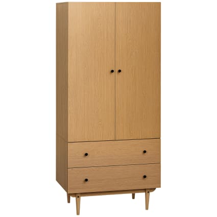 Armoire design scandinave portes tiroirs penderie effet bois