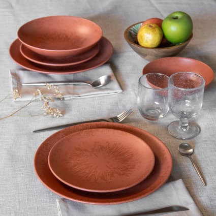 Assiette creuse 22 cm Uno beige réactif (lot de 6
