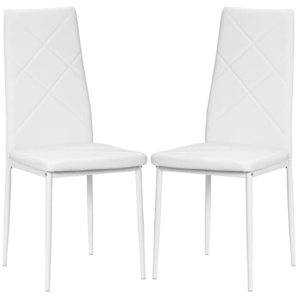 Set sedie da pranzo in finta pelle acciaio con schienale alto