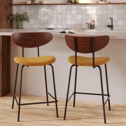 Lot De 2 Chaises Hautes De Bar - Blanches - Style Moderne - Intérieur