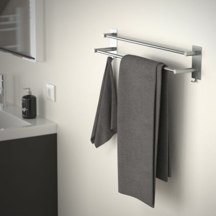 Portasciugamani WIMEDO Relaxdays In Acciaio Inox | 2 Aste A Scaletta, Base Stabile | Argento, 84x32x20 Cm, Perfetto Per Bagno, Sauna O Camera
