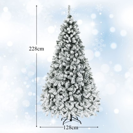 HOMFME Sapin De Noël Artificiel 230 Cm Neige – 1010 Branches Denses, Look Réaliste & Enneigé, Support Métal Stable