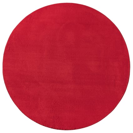 Teppich, waschbar und Anti-Rutsch, Uni-Farben, Rot, 120 cm, Rund Relax