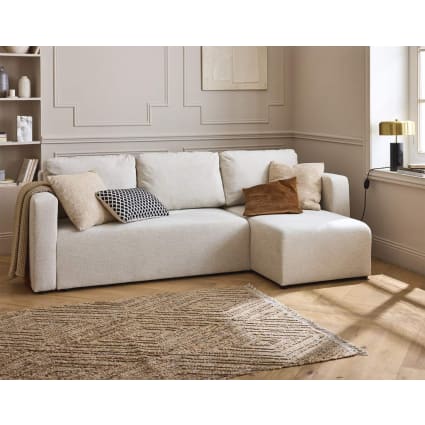 Canapé d'Angle Réversible Convertible Niche à Droite Kraky 241cm Gris & Noir