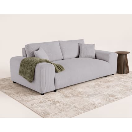 Canapé 3 Places En Velours Côtelé Gris - Largeur 180 Cm, Modulaire, Dossier Et Accoudoirs, Montage Facile - Pour Salon Ou Bureau - 4