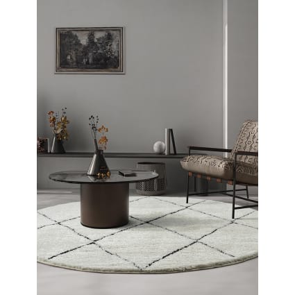 Moderner Teppich, Shaggy, Hochflor, Weiß Schwarz, 160 cm, Rund Bahar shaggy