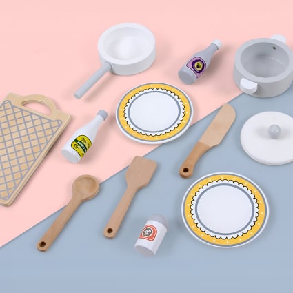 Donmills Mixeur De Cuisine En Bois – Set De 13 Pièces Pour Enfants – Batteur à Manivelle Avec Accessoires – Jouet Éducatif Dès 3 Ans