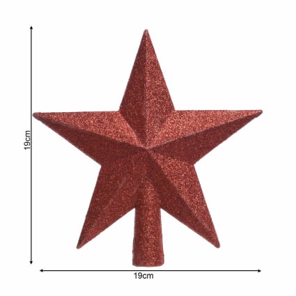 Punta Per Albero Di Natale A Stella Dorata, In Plastica, Decorata Con Glitter, Altezza 23 Cm