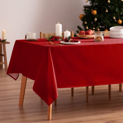 KP HOME Rossa Tovaglia Natale in Oro Natalizia Fiocchi di Neve Tovaglia