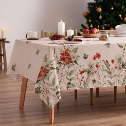 Set 4 Tovaglioli Natalizi In Cotone Con Stampa Floreale – Lavabili E Perfetti Per La Tavola Delle Feste