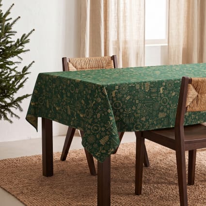 Jacquard Weihnachtstischdecke aus Baumwolle, Grün 140x200 cm Candy