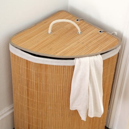 Cesta de ropa de esquina de bambú H60 cm Maisons du Monde