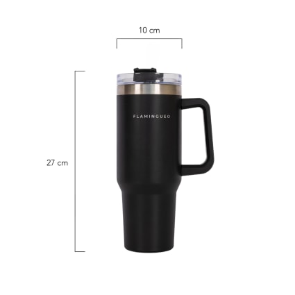 Botella De Agua Térmica De Acero Inoxidable 40 Oz - Mantiene Frío 24h Y Calor 12h, Con Pajita Y Mango De Silicona, Color Gris Y Negro