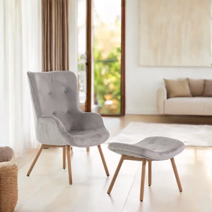 Poltrona Relax In Velluto Verde Chiaro – Morbida, Imbottita, Con Piedini In Legno, Per Soggiorno E Ufficio, Facile Da Montare