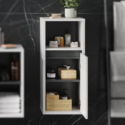Armoire de salle de bain Kiko, 30x190cm, Béton, Béton, Vicco Armoire de salle de bain Kiko, 30x190cm, Béton, Béton, Vicco