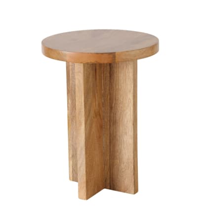 Table d'appoint ronde en bois de manguier 30x30x40cm