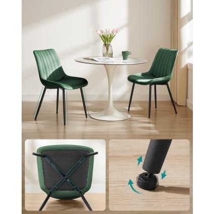 Lot De 4 Chaises Scandinaves Vert Matcha - Pieds Métal, Dossier Plastique