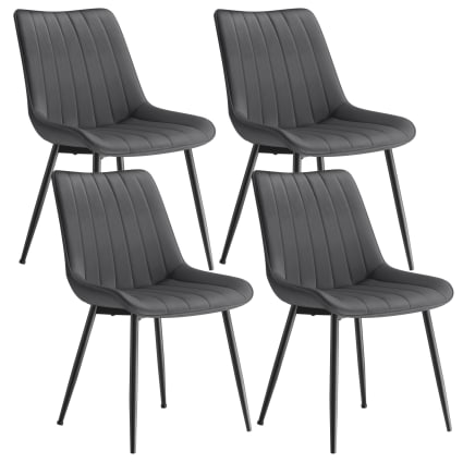 Lot De 4 Chaises Salle à Manger Velours Noir - Pieds Métal, Design Moderne - Neuf, Assemblage Requis