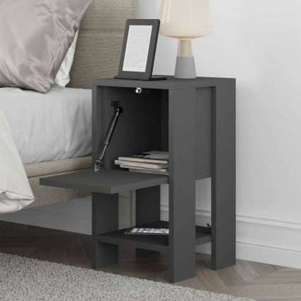 Nachttisch Holzeffekt anthrazit 30x30 cm Filippa