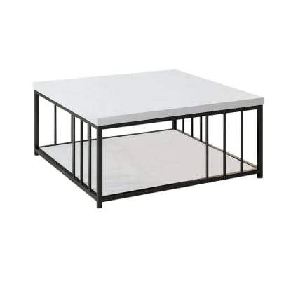 Wohnzimmertisch Holzeffekt weiß schwarz 90x90 cm Raiden