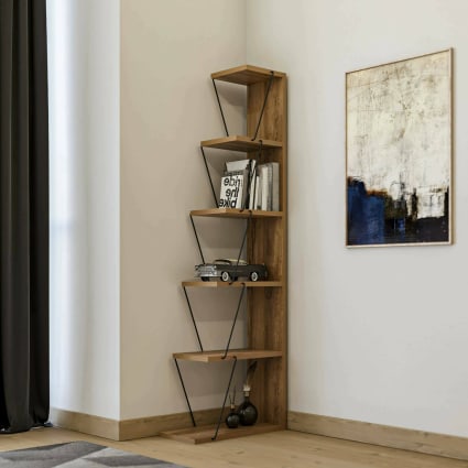 Librería Jamaica Con 3 Estantes, Roble/negro, Color Beige