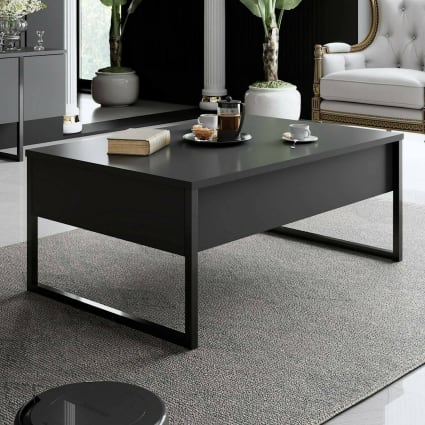 Wohnzimmertisch Holzeffekt anthrazit, schwarz 90x60 cm Lavinia