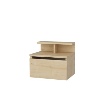 Nachttisch aus Holz mit Schublade und Regal an der Wand Visby