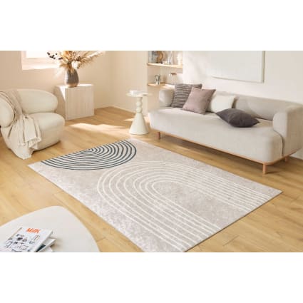 Reyox Tappeto Cotone Lavabile in Lavatrice, Tappetino per Corridoio Soggiorno Camera da Letto Cameretta dei Bambini Foglie Bianco Crema 70 x 150 cm