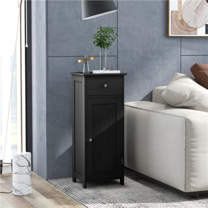 Badschrank aus Holz 35x30x87cm, schwarz