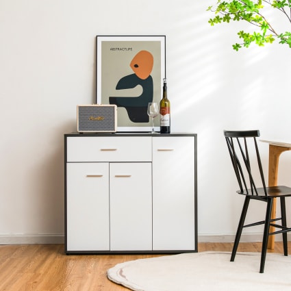 Kommodenschrank aus Holzwerkstoff 88 x 40 x 80 cm, weiß