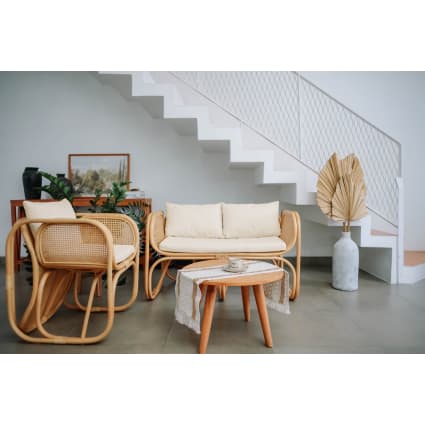 Divano in rattan e tessuto beige Maisons du Monde